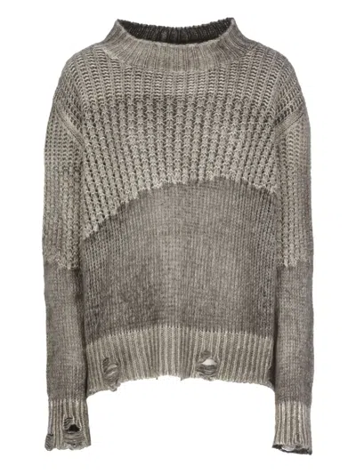 AVANT TOI RIBBED DISTRESSED CASHMERE-SILK BLEND SWEATER