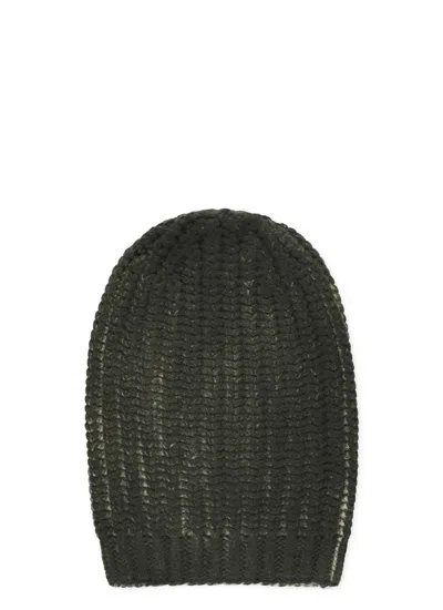 Avant Toi Ribbed Green Wool And Cashmere Beanie