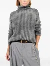 Avant Toi Ribbed Turtleneck Sweater In Gray