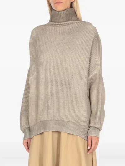 Avant Toi Ribbed Turtleneck Jumper In Grey