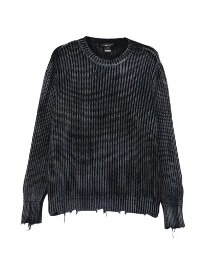 Avant Toi Ribbed-knit Distressed Sweater In Black
