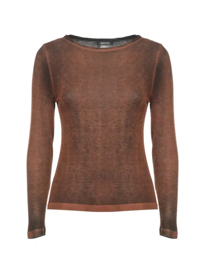 Avant Toi Ribbed-knit Long-sleeve Top In Burgundy