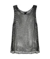 Avant Toi All-over Net Pattern Grey Viscose Top In Black