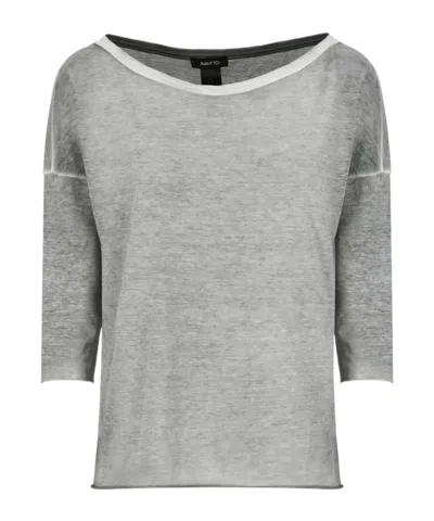 Avant Toi Round Neck Middle Sleeve Sweater In Gray
