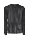 Avant Toi Round Neck Ribbed Sweater In Black