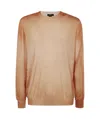 Avant Toi Two Colors Ultralight Cashmere And Wool Round Neck Pullover In Nude