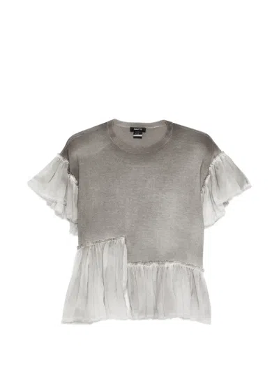 Avant Toi Ruffled T-shirt In Gray
