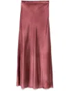 Avant Toi Satin Midi Skirt In Red
