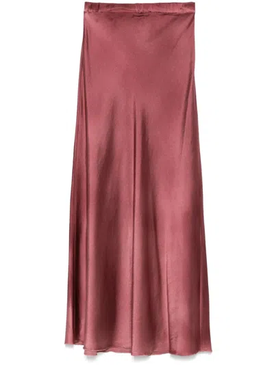 Avant Toi Satin Midi Skirt In Red
