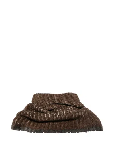Avant Toi Scarf Hand Painted Destroyed Effect Neck-warmer In Brown