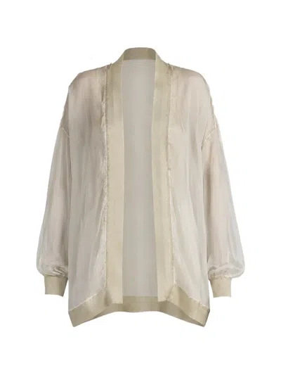 Avant Toi Sheer-panelled Frayed Cardigan In Neutral