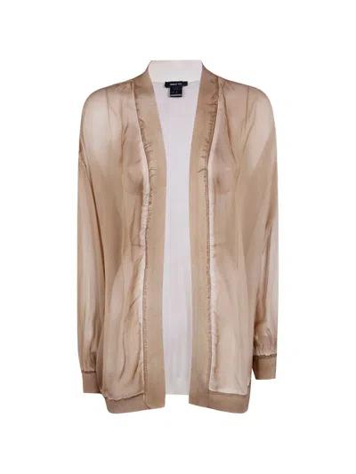 Avant Toi Hand Painted Chiffon Cardigan With Pure Silk Fine Back And Edges In Neutral