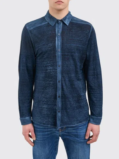 Avant Toi Linen Jersey Shirt In Blue