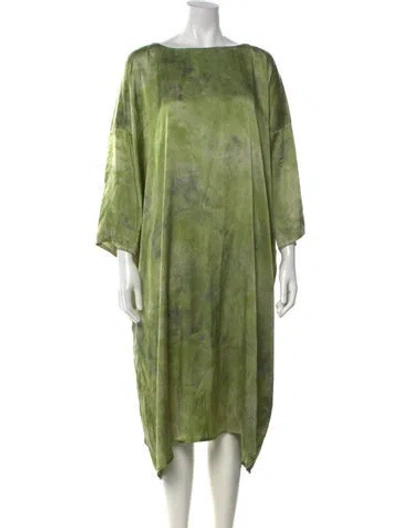 Pre-owned Avant Toi Silk Midi Length Dress In Green
