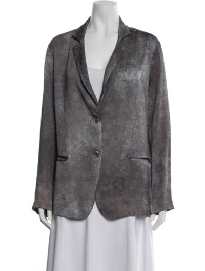 Pre-owned Avant Toi Silk Patterned Blazer W/ Tags In Grey
