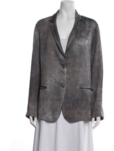 Pre-owned Avant Toi Silk Patterned Blazer W/ Tags In Grey