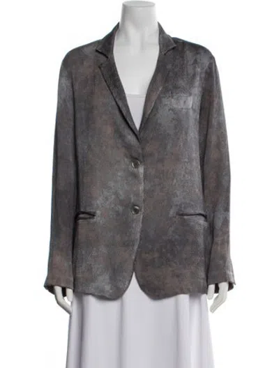 Pre-owned Avant Toi Silk Patterned Blazer W/ Tags In Grey
