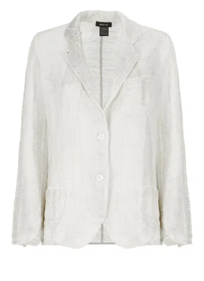 AVANT TOI SILVER LUREX LINEN BLAZER