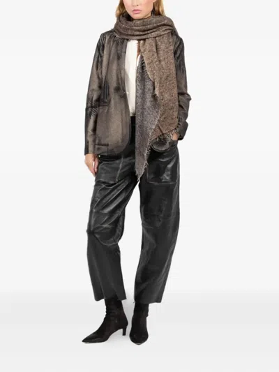 AVANT TOI "STAR DUST" CASHMERE SCARF 185X90CM,225WA1033CFIVL.H V01155 DARK BROWN