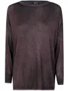 Avant Toi "star Dust" Effect Boat Neck Off Gauge Pullover Clothing In Brown