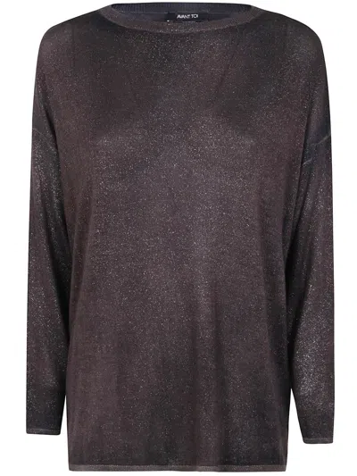 Avant Toi "star Dust" Effect Boat Neck Off Gauge Pullover Clothing In Brown