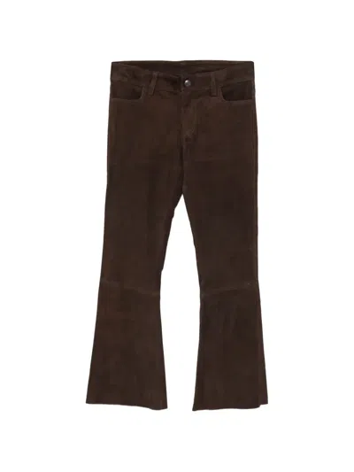 Avant Toi Suede Flared Trousers In Brown