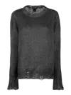 Avant Toi Faded-effect Distressed Jumper In Black