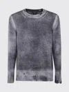 Avant Toi Hand Painted Round Neck Pullover In Cashmere Silk With Destroyed Edges In Gray