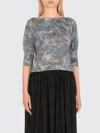 Avant Toi Contrasting Color Pattern Cotton Sweater In Blue