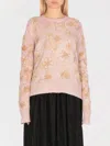 Avant Toi Embossed Floral Pattern Cotton Sweater In Pink