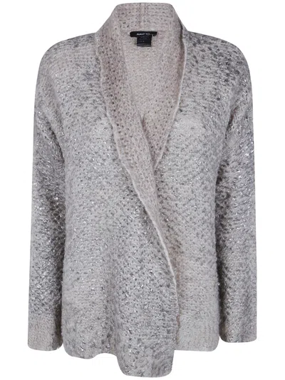 Avant Toi Metallic-effect Open-knit Cardigan In Gray