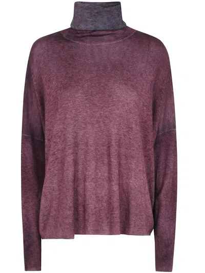 Avant Toi Sweater Hand Painted Ultralight Cashmere Wool High Neck Pull In Burgundy