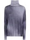 Avant Toi Gradient Effect High Neck Oversize Pullover With Slits In Gray