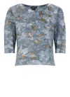 Avant Toi Contrasting Color Pattern Cotton Sweater In Blue