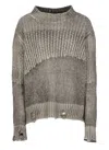 Avant Toi Ribbed Distressed Cashmere-silk Blend Sweater In Gray