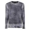Avant Toi Hand Painted Round Neck Pullover In Cashmere Silk With Destr In Gray