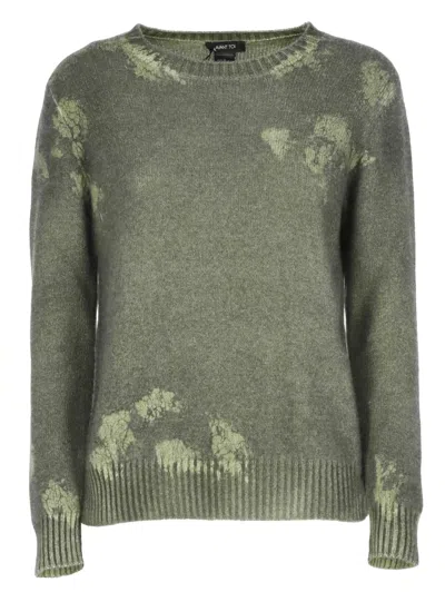 Avant Toi Textured Cashmere Jumper With Artistic Patterns In Green