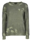 Avant Toi Textured Cashmere Sweater With Artistic Patterns In Green