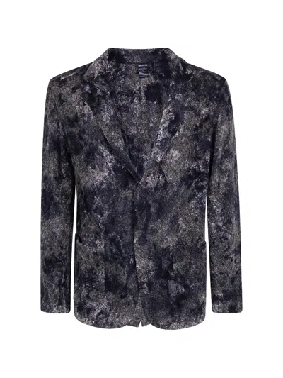Avant Toi Zola Camouflage Effect Micro Mat Stitch Rever Jacket In Purple