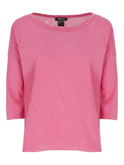 AVANT TOI THREE-QUARTER SLEEVE ROUND-NECK TOP
