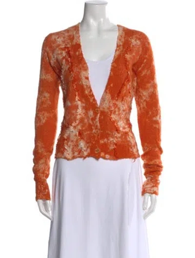 Pre-owned Avant Toi Tie-dye Print V-neck Sweater In Orange