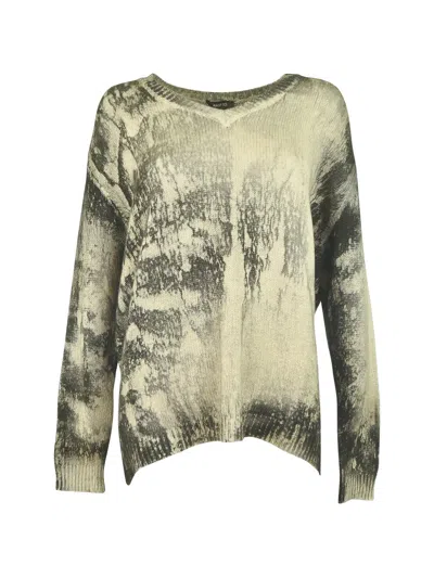 Avant Toi Tie-dye V-neck Sweater In Neutral