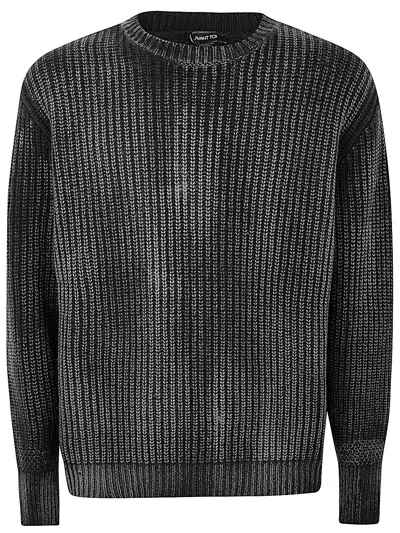 AVANT TOI AVANT TOI TONAL EFFECT RIBBED ROUND NECK PULLOVER IN CASHMERE AND WOOL WITH CUT EDGES