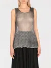 Avant Toi All-over Net Pattern Grey Viscose Top In Black