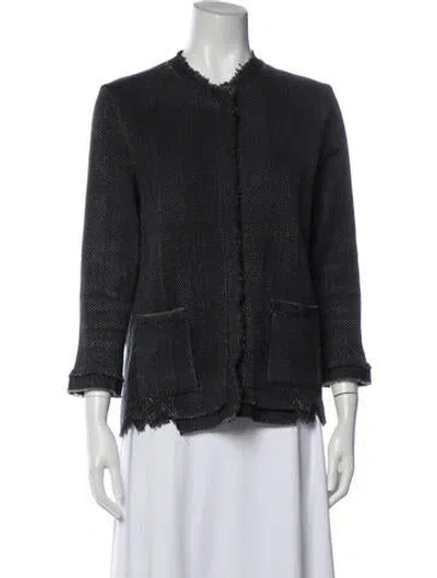 Pre-owned Avant Toi Tweed Pattern Open Front Sweater In Blue