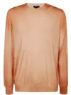 Avant Toi Two Colors Ultralight Cashmere And Wool Round Neck Pullover In Amber Cumin