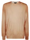 Avant Toi Two Colors Ultralight Cashmere And Wool Round Neck Pullover In Yellow