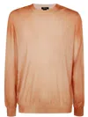 Avant Toi Two Colors Ultralight Cashmere And Wool Round Neck Pullover In Brown