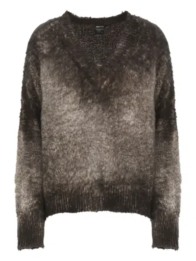 Avant Toi Deep V-neck Cotton Blend Sweater In Gray