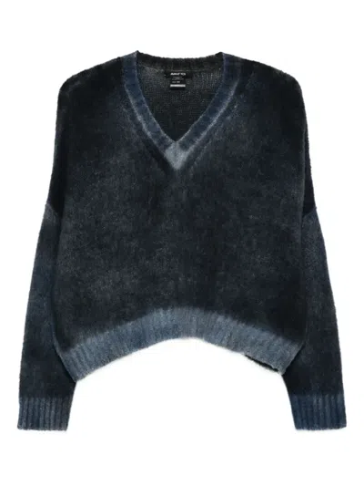 Avant Toi V-neck Cropped Sweater In Blue